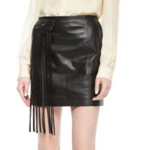 Tamara Mellon Fringed Leather Mini Skirt